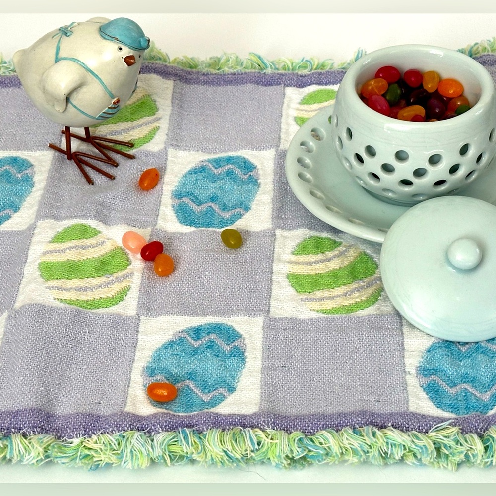 Easter Egg Table Runner-High Quality Cotton Table Runner, reversible 2-in 1